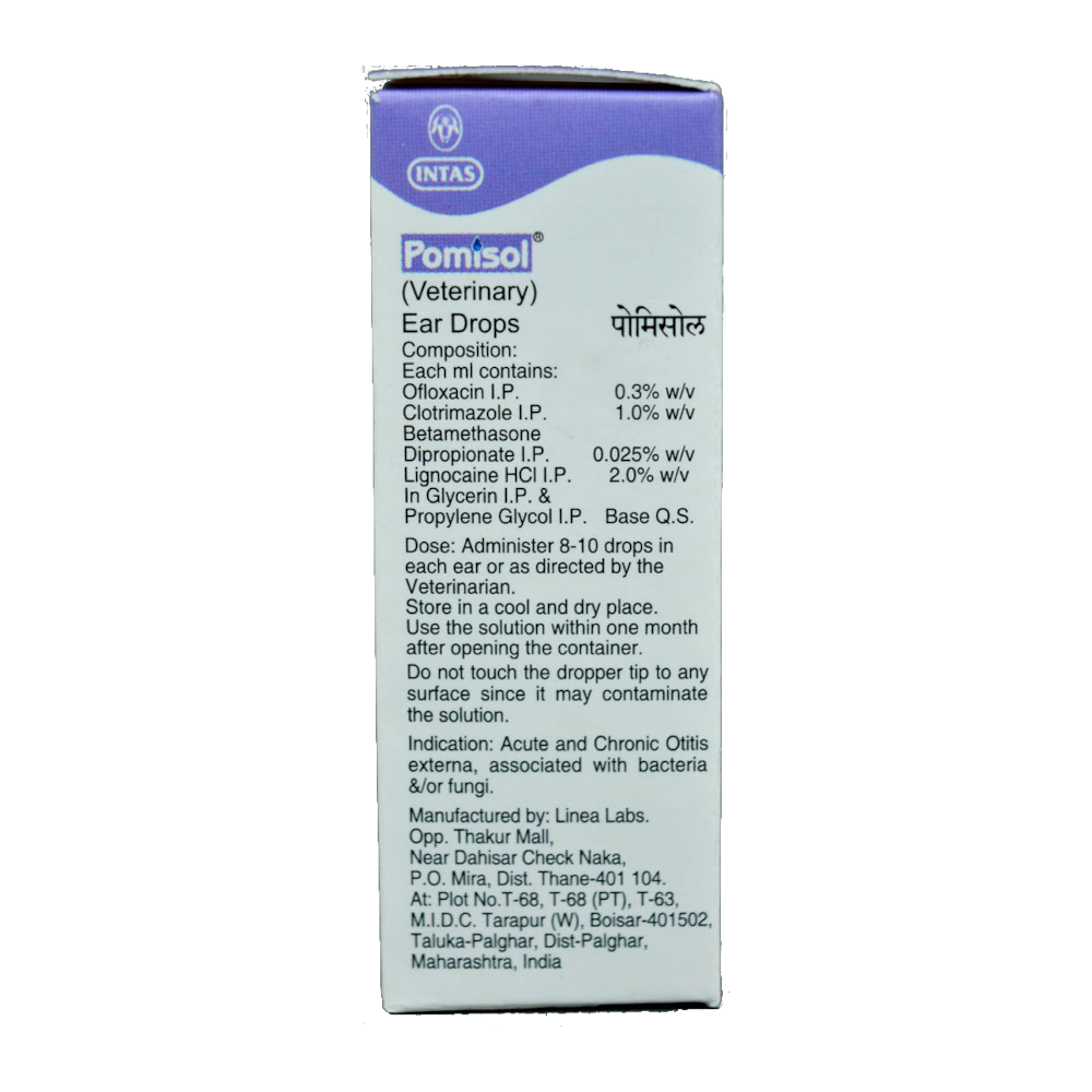 Prevent Ear Infections and otitis externa in your pet with Pomisol Ear Drops